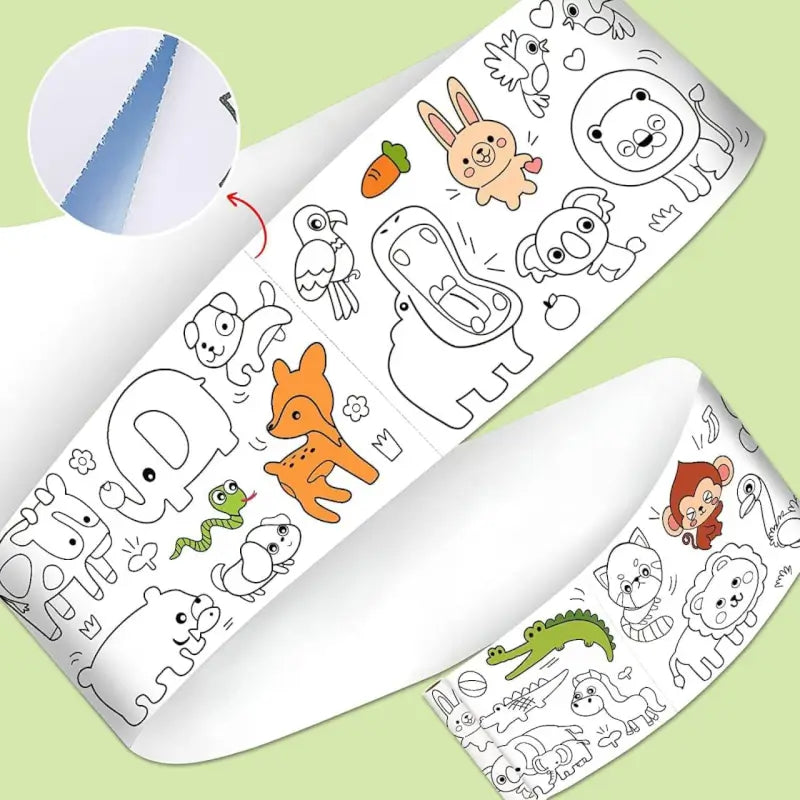 Kids Drawing Paper Roll, 30 x 300 cm, Large Colouring Poster with Animals, Transport, Space, Dinosaur Designs