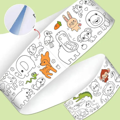 Kids Drawing Paper Roll, 30 x 300 cm, Large Colouring Poster with Animals, Transport, Space, Dinosaur Designs