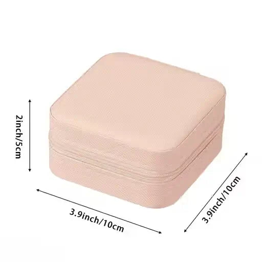 Small Travel Jewelry Case – Portable PU Leather Jewelry Organizer Box for Rings, Earrings & Necklaces | Travel-Friendly Storage Cube.