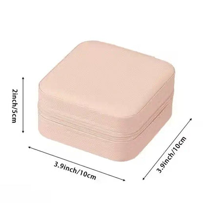 Small Travel Jewelry Case – Portable PU Leather Jewelry Organizer Box for Rings, Earrings & Necklaces | Travel-Friendly Storage Cube.