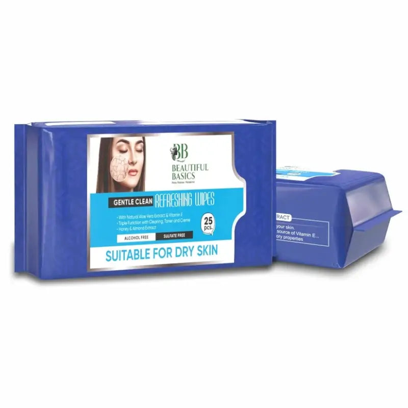Face Wipes for Dry & Sensitive Skin – Gentle Cleansing Refreshing Wet Wipes (25 Pulls, Alcohol-Free)