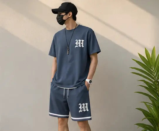 STYLOKETH Men's Tracksuit Co-ord Set – Printed T-Shirt & Shorts