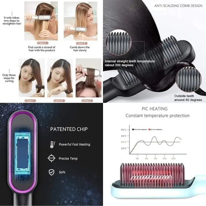 Hair Straightener Comb Brush with 5 Temperature Control