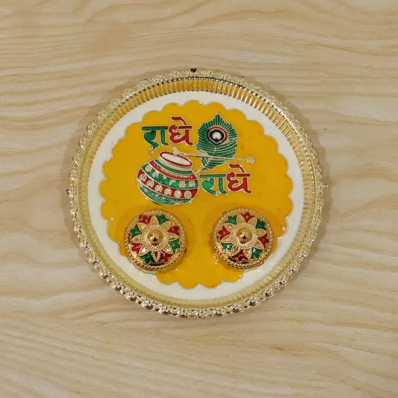 Traditional Kumkum Pooja Thali Set with Decorative Roli Kumkum Containers