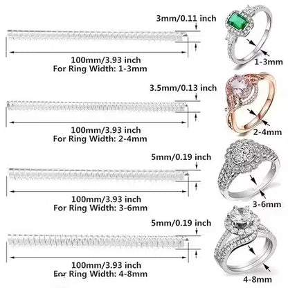 Invisible Ring Size Adjuster for Loose Rings – Ring Guard, Ring Sizer, 4 Sizes Fit Almost Any Ring