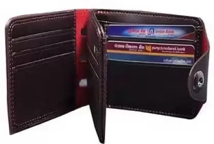 Men Wallet – Faux Leather Printed Wallet with 2 Compartments, Free Size.