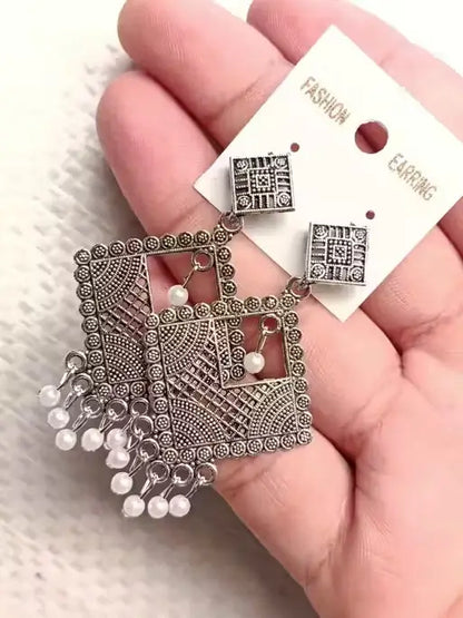 Combo of 4 Pair Oxidised Silver Jhumki & Hoop Earrings – Women/Girls