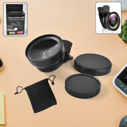 0.45X Universal Wide Angle & Macro Clip-On Phone Camera Lens – External Mobile Lens for Smartphones (With Color Box).