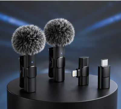 Dual Wireless Lavalier Microphone – Mini Clip-On Collar Mic