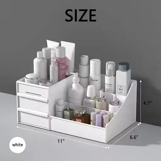 Large Makeup Desk Organizer with Drawers – Desktop Cosmetic Storage Box for Lipsticks, Brushes, Nail Polish & Jewelry (Multicolor).