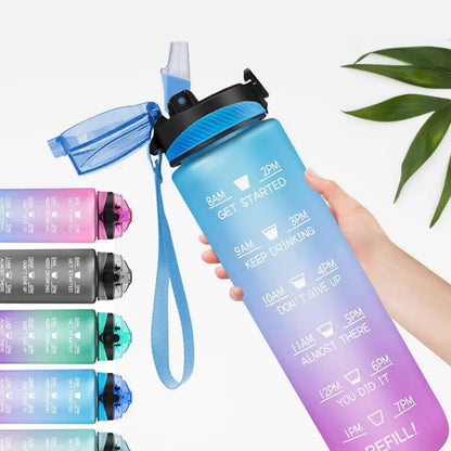 Motivational Water Bottle with Straw & Time Marker, Tritan Portable Gym Water Bottle, Leakproof Reusable, Special Design for Your Sports Activity, Hiking, Camping