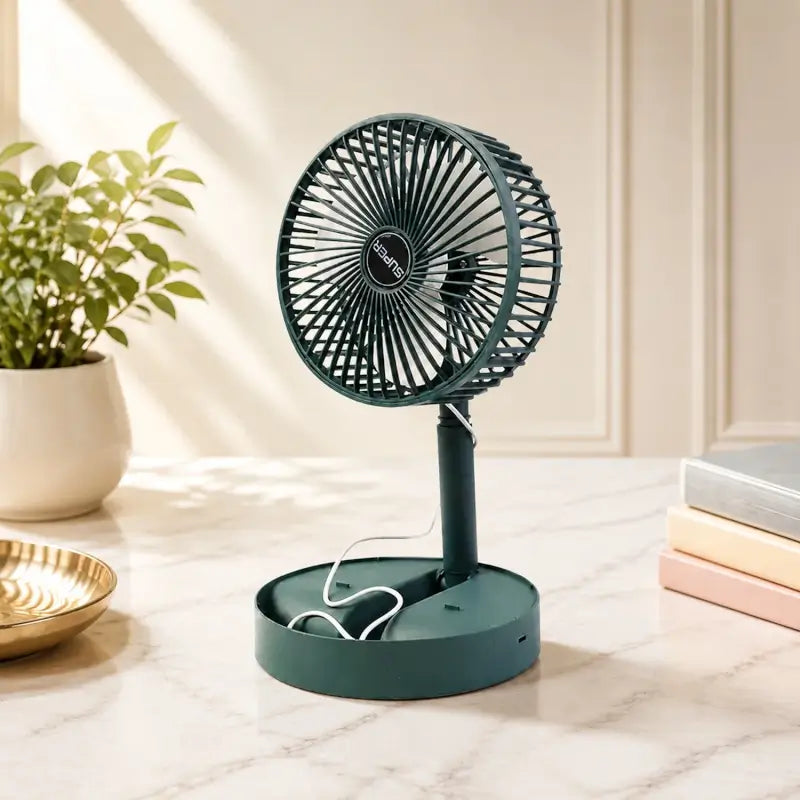 Telescopic Foldable Mini USB Desk Fan – Adjustable Portable Table Fan with Quiet Cooling for Home, Office & Travel
