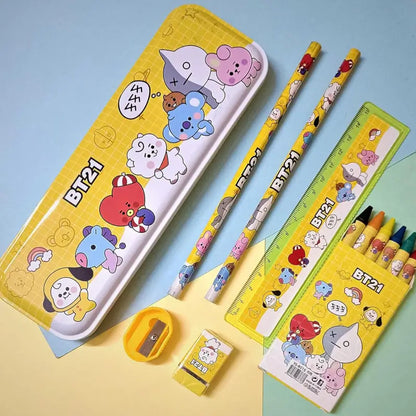 Stationery Kit for Kids - Stationery Set, Includes Metal Pencil Box, Sharpener, Pencil and Eraser Set, School Supply Set, Birthday Return Gift for Kids, Boys, Girls (12 pc Set)