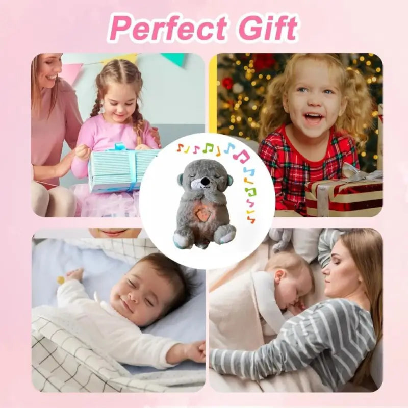 Portable Breathing Teddy Bear Soft Toy Plush Sound Machine, Baby Gift with Music, Lights & Breathing Motion Infant Toys for Newborns, Soft Breathing Stitch Teddy