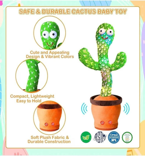 Dancing Cactus Mimicking Toy with Talking & Musical Features (Green)