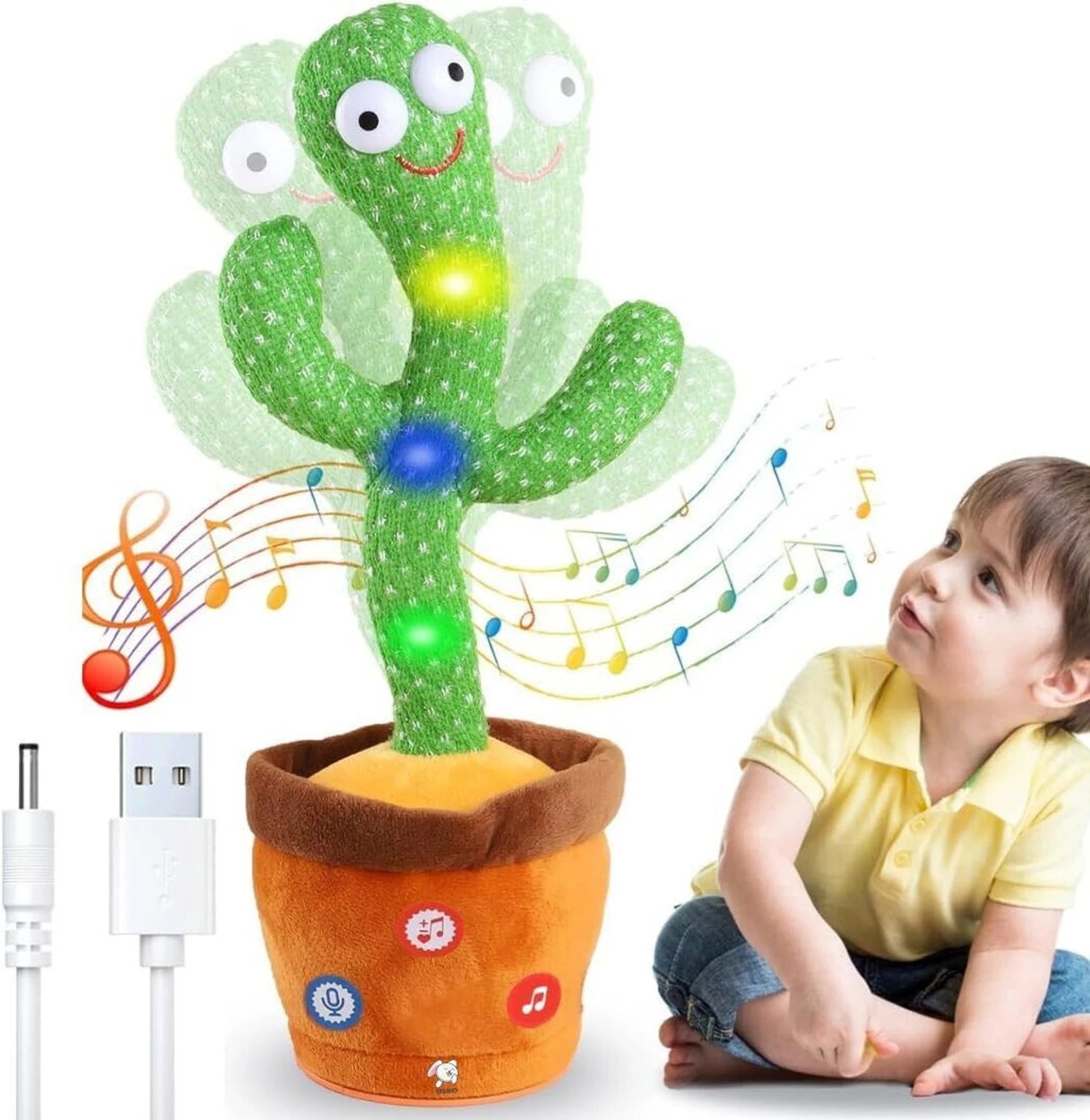 Dancing Cactus Mimicking Toy with Talking & Musical Features (Green)