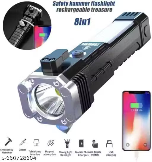 TS Presents Rechargeable Flashlight,Super Bright LED Flashlight Waterproof Handheld Flashlight with 4 Modes for Camping Emergency Hiking hammer combo L19 torch with 4 COB high beam light for emergency light (Pack of 2 )TS 83