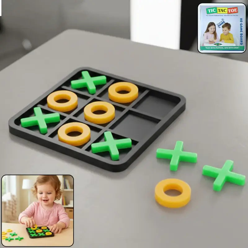 Classic Tic Tac Toe Board Game with Interlocking X & O Pieces