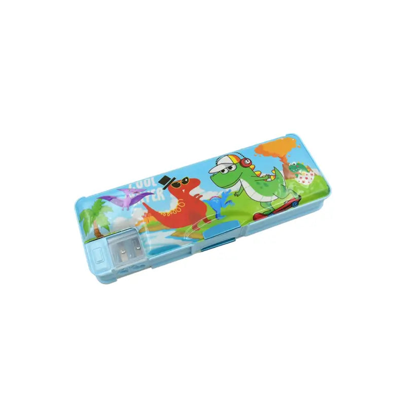 Multipurpose Compass Box, Plastic Double Deck Pencil Case with 2 Compartments, Supplies Utility Box Storage Organizer, Pencil Box for School, Cartoon Printed Pencil Case for Kids, Birthday Gi