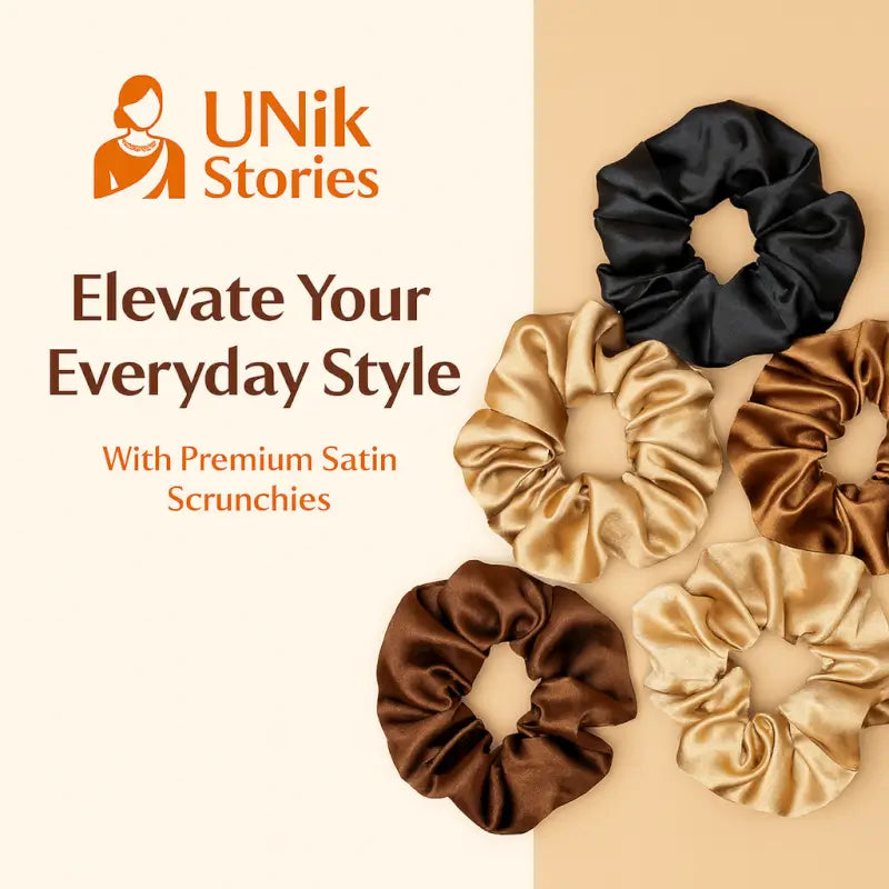 Luxury Satin Hair Scrunchies for Women, Hair Band | Rubber Band | Hair Ties (Pack of 5)