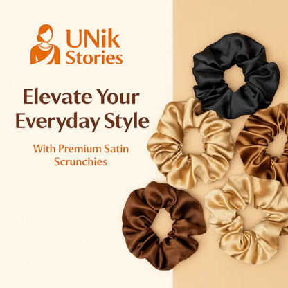 Luxury Satin Hair Scrunchies for Women, Hair Band | Rubber Band | Hair Ties (Pack of 5)