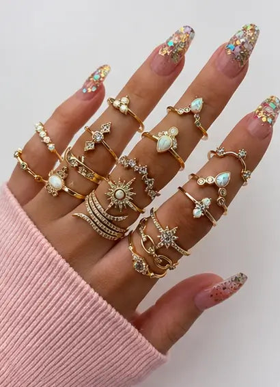 Gold Plated Floral Finger Ring for Women | Elegant Adjustable Alloy Ring for Party, Wedding & Daily Wear