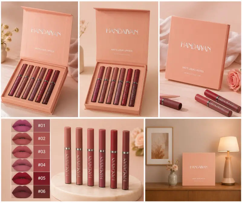 Velvet Liquid Matte Lipstick Set of 6 | Long-Lasting Waterproof & Transfer-Resistant Lip Color Collection