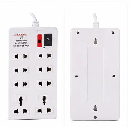 8 Socket Extension Board with 2 Meter Cable | 6A Heavy Duty Power Strip | Universal Multi Plug Extension Board for Home & Office