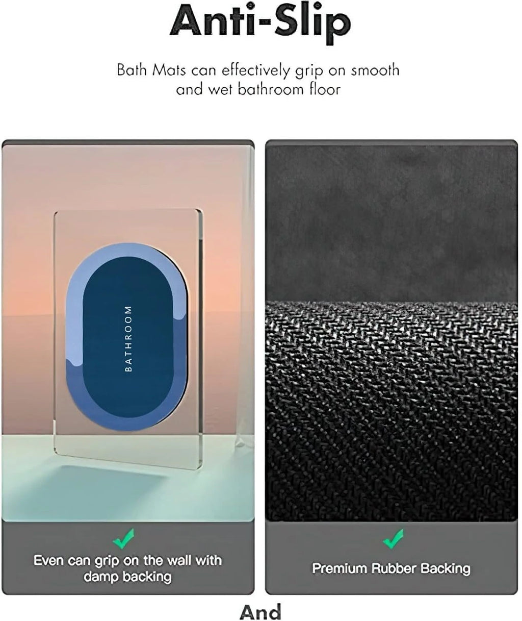 Water Absorbing Bathroom Mat Door Mat for Home Anti Skid Mat for Bathroom Floor Mat Rubber Backed Anti-Slip Non Slip mat for Home, Kitchen (40 x 60 cm) (Oval PACK OF 2 PCS)