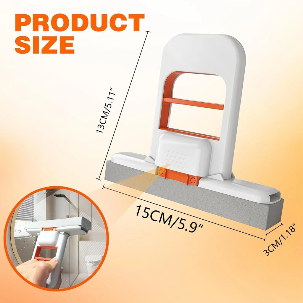 Mini Foldable Desktop Mop, Portable Cleaning Sponge Mop (with a Sponge Head), Mini Mop for Small Spaces, One-Hand Squeeze Handle & Replaceable Head, Wet/Dry Use