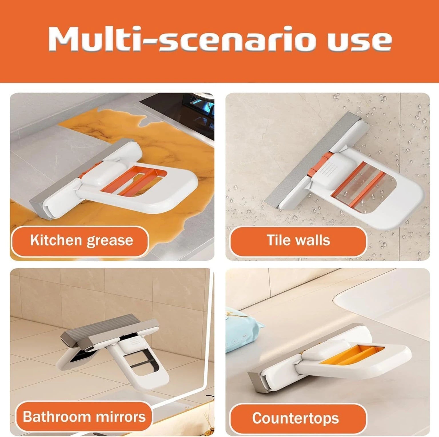 Mini Foldable Desktop Mop, Portable Cleaning Sponge Mop (with a Sponge Head), Mini Mop for Small Spaces, One-Hand Squeeze Handle & Replaceable Head, Wet/Dry Use