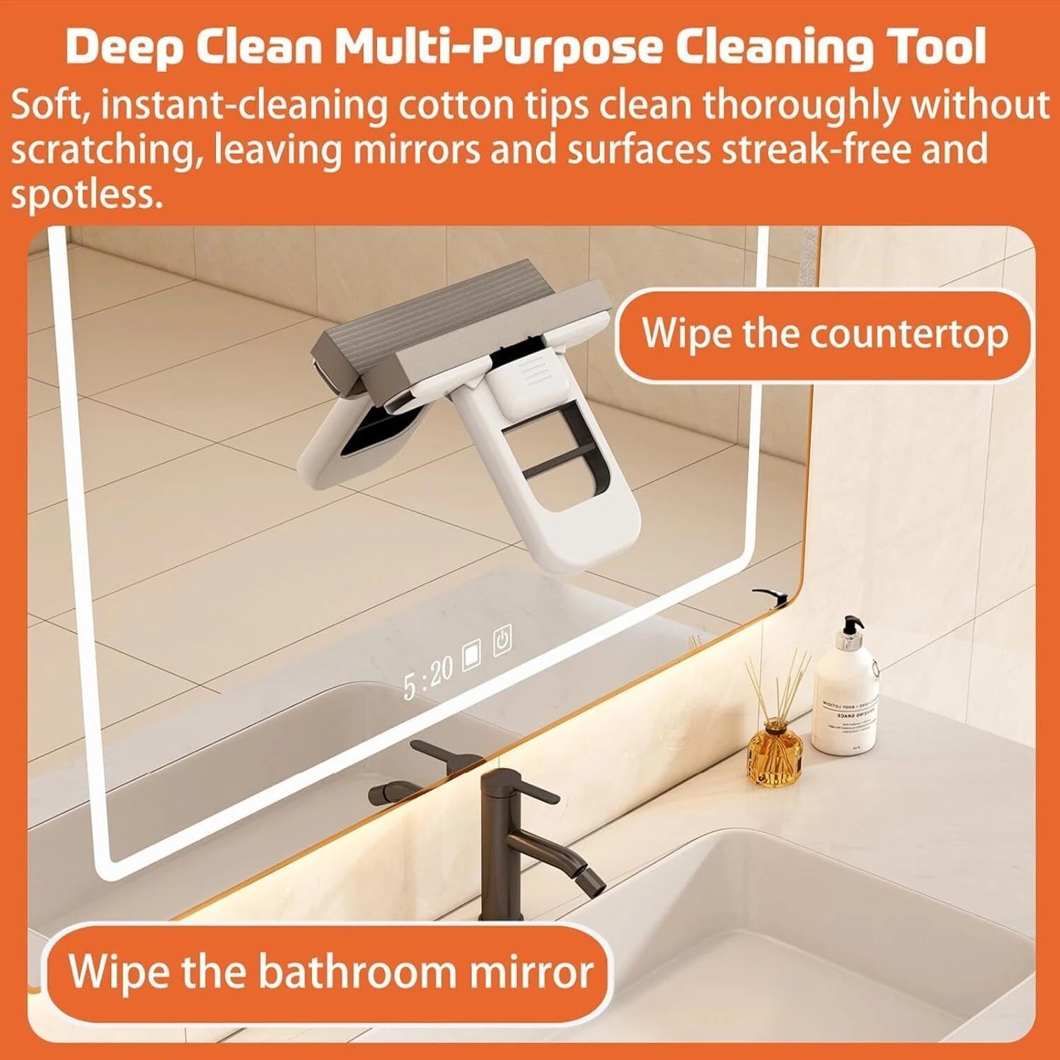 Mini Foldable Desktop Mop, Portable Cleaning Sponge Mop (with a Sponge Head), Mini Mop for Small Spaces, One-Hand Squeeze Handle & Replaceable Head, Wet/Dry Use