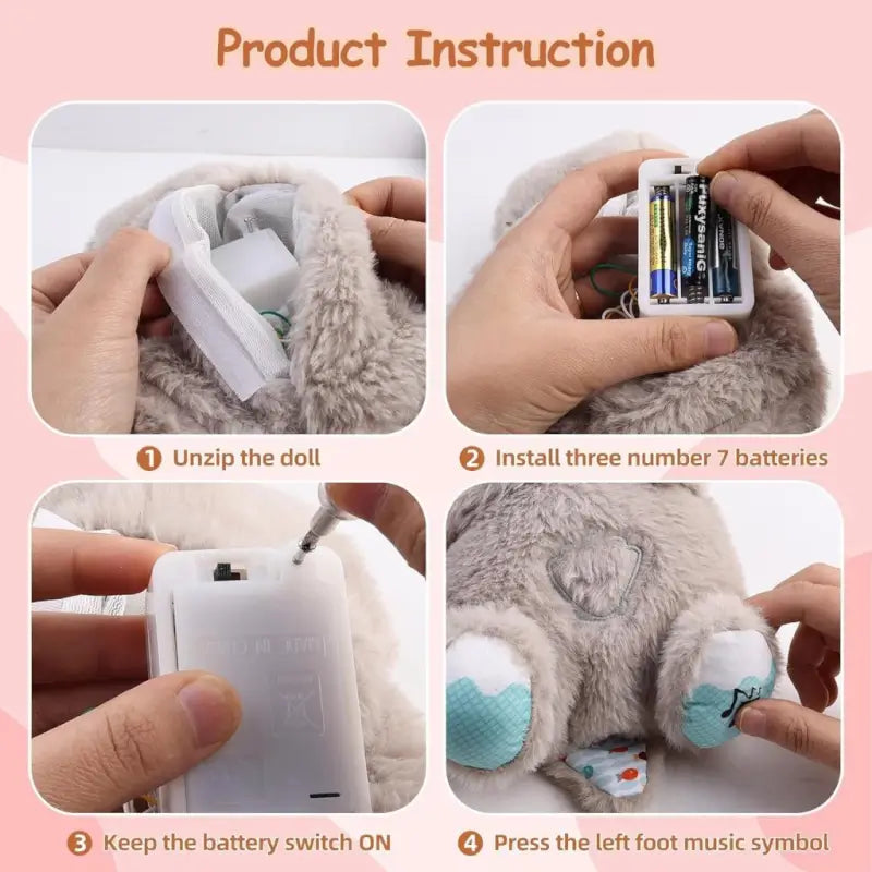 Portable Breathing Teddy Bear Soft Toy Plush Sound Machine, Baby Gift with Music, Lights & Breathing Motion Infant Toys for Newborns, Soft Breathing Stitch Teddy