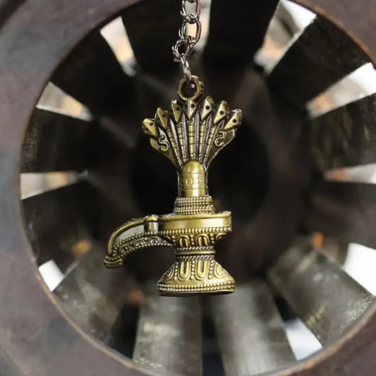 Lord Shiva Shivaling Metal Keychain – Trishul & Shivalinga Design Spiritual Key Ring for Devotees