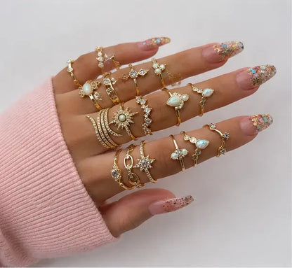 Gold Plated Floral Finger Ring for Women | Elegant Adjustable Alloy Ring for Party, Wedding & Daily Wear