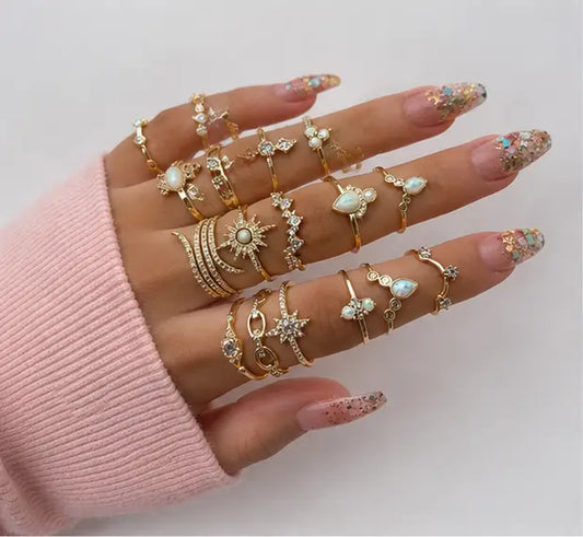 Gold Plated Floral Finger Ring for Women | Elegant Adjustable Alloy Ring for Party, Wedding & Daily Wear