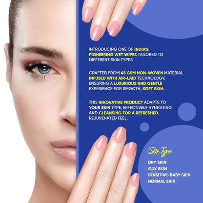 Face Wipes for Dry & Sensitive Skin – Gentle Cleansing Refreshing Wet Wipes (25 Pulls, Alcohol-Free)