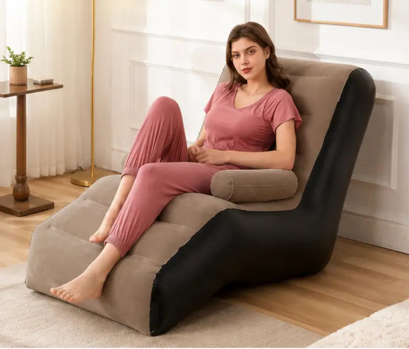 Inflatable Sofa Chair with Footstool & Electric Air Pump – Foldable Air Couch for Indoor & Outdoor Use
