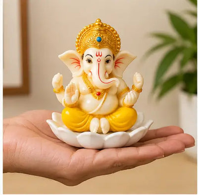 Lord Ganesha Idol for Home Decor & Pooja, Cute Ganpati Murti, Resin