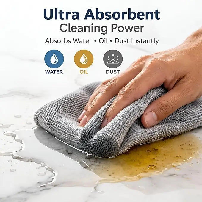 Microfiber Cleaning Cloth Roll – 20 Reusable Tear-Away Towels | Washable Multipurpose Cleaning Wipes for Kitchen, Car, Home & Office | 25 x 25 cm