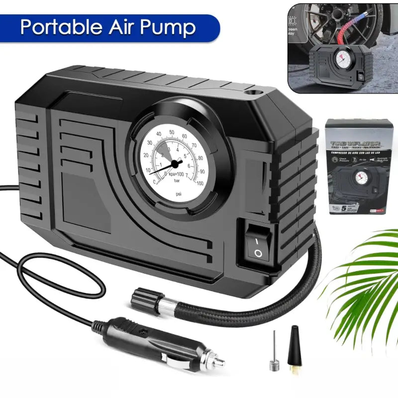 Tire Inflator Portable Air Compressor 12V Small Air Pump for Car Tires Bicycle Balloons, Cars, Bike, Bicycles and Other Inflatables with LED Light (12V)