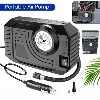 Tire Inflator Portable Air Compressor 12V Small Air Pump for Car Tires Bicycle Balloons, Cars, Bike, Bicycles and Other Inflatables with LED Light (12V)