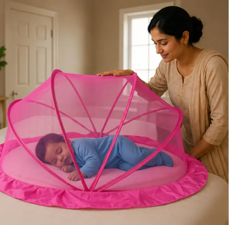 Foldable Baby Mosquito Net with Bedding – Portable Washable Infant Sleeping Bed Protector