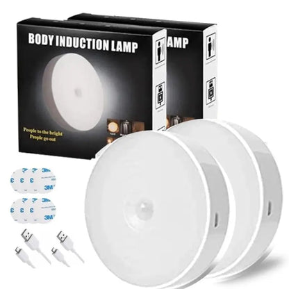Motion Sensor Light for Home with USB Charging Wireless Self Adhesive LED Body Induction Lamp Sensor Light for Wardrobe Lights with Sensor Night Light for Cupboard Stairs (White)
