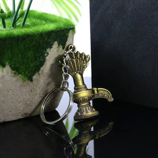 Lord Shiva Shivaling Metal Keychain – Trishul & Shivalinga Design Spiritual Key Ring for Devotees