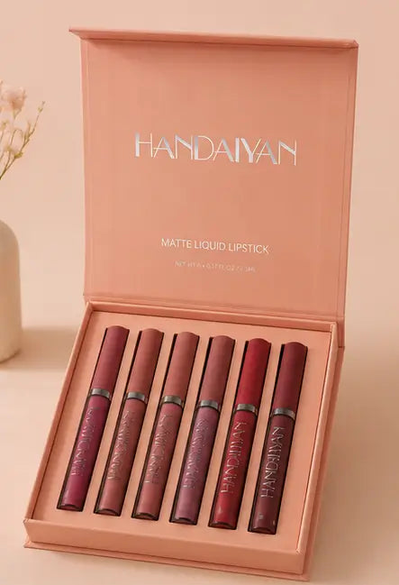 Velvet Liquid Matte Lipstick Set of 6 | Long-Lasting Waterproof & Transfer-Resistant Lip Color Collection