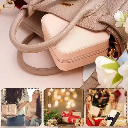 Small Travel Jewelry Case – Portable PU Leather Jewelry Organizer Box for Rings, Earrings & Necklaces | Travel-Friendly Storage Cube.