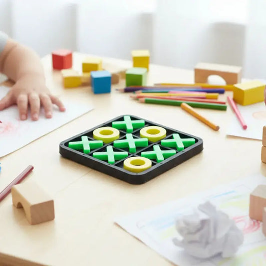 Classic Tic Tac Toe Board Game with Interlocking X & O Pieces