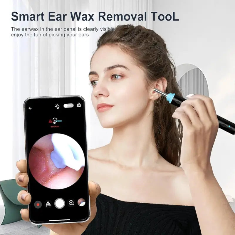 Earwax Removal Tool Kit with HD Camera Wifi Connection & 6 LED Lights Endoscope Tool Ear Cleaner for iOS & Android + 11 Silicone Tips Free- Black