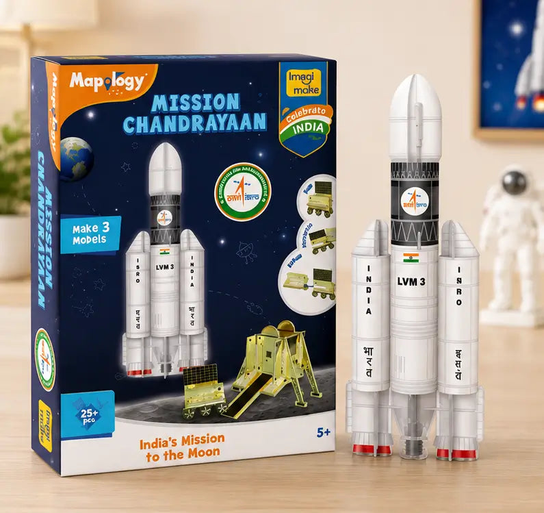 Imagimake Mapology Chandrayaan 3D Space Puzzle – ISRO Rocket & Satellite Educational Toy Set for Kids 5+ Years